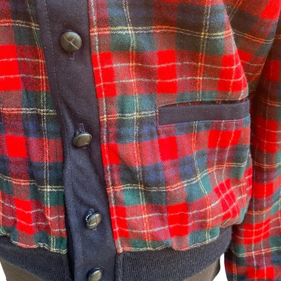Vtg 80s Pendleton Flannel Wool Plaid Tartan Button Front Preppy USA Cardigan M - Picture 6 of 6